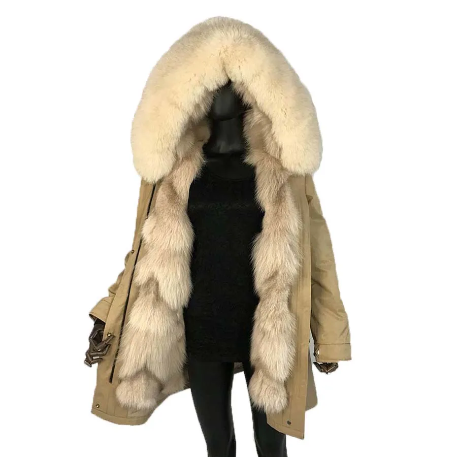 Real Silver Fox Fur Parka Women Jacket Winter Coat Thick Warm Fashion Outwear High Quality