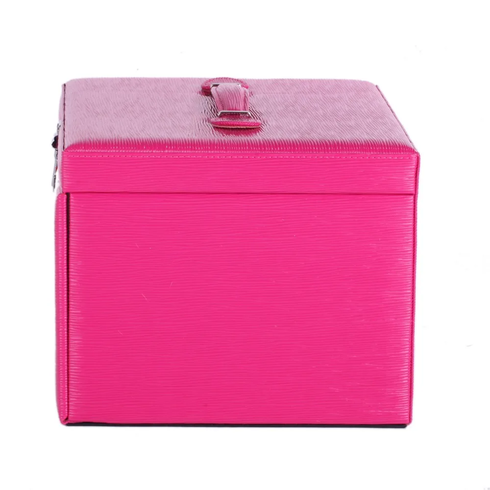Большой розовый красный чехол для ювелирных изделий Подарочная коробка кожзам