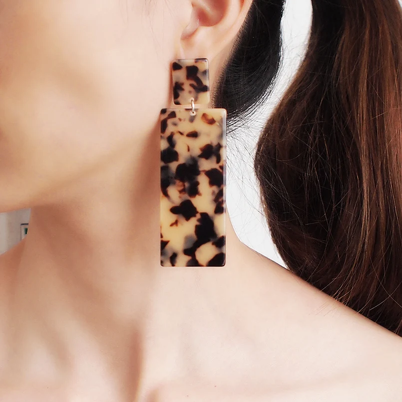 MANILAI Акриловые Длинные серьги из искусственной кожи с геометрическим ацетатным