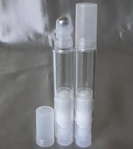 50PCS 6ML Perfume plastic roll on bottle , Essence stainless steel rol on plastic bottle, eye Cream lip Refillable tube