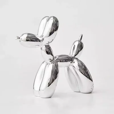 Silver Американское искусство Смола ремесло Джефф КООНС блестящий шар статуя собаки украшение дома аксессуары подарок на Рождество - Цвет: Silver