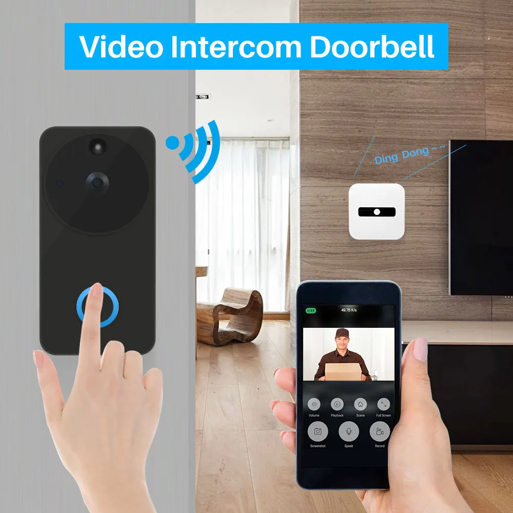 Wifi видео дверной звонок камера домофон беспроводная домашняя Ip дверной звонок PIR мониторинг Двусторонняя аудио iOS Android Питание от батареи