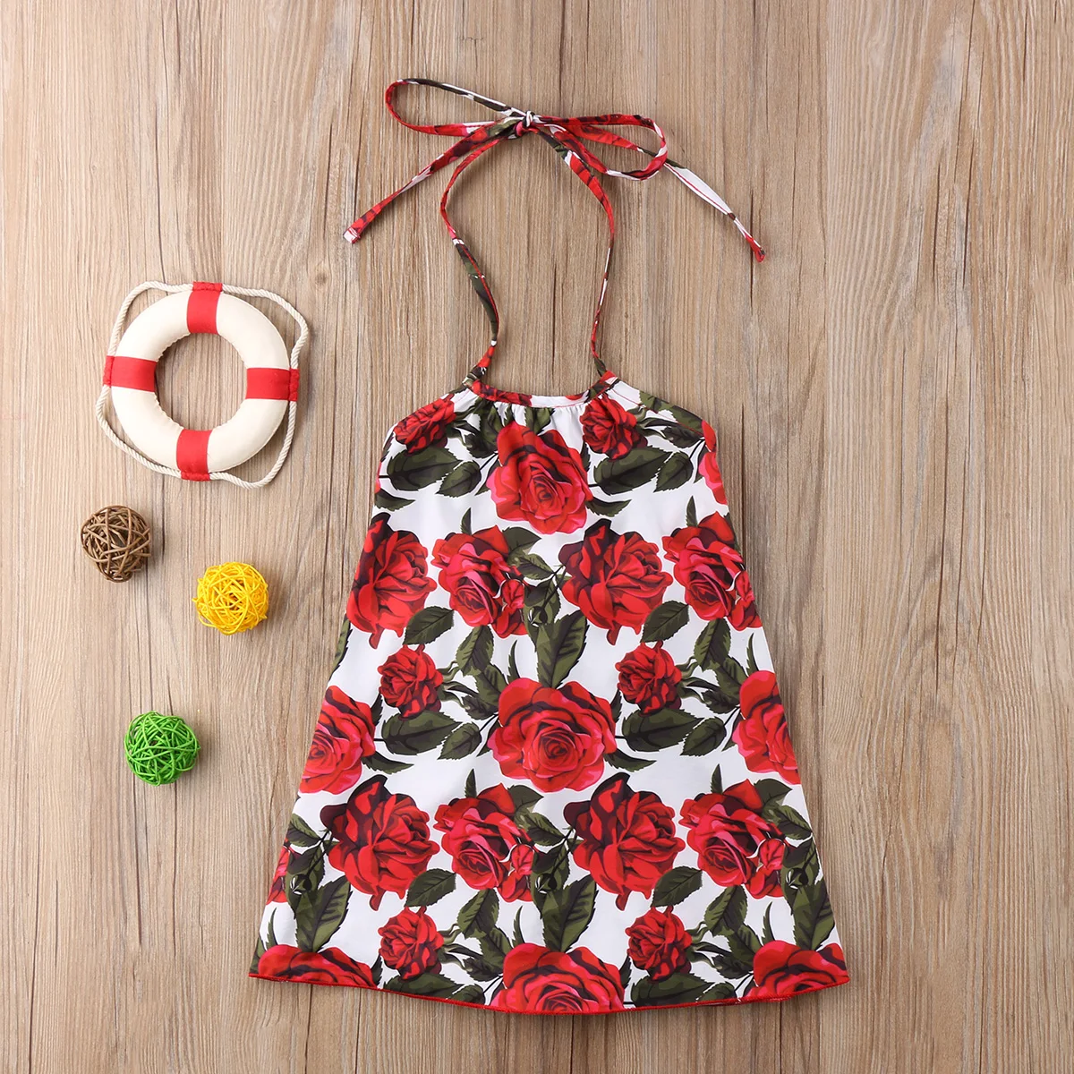 2018 Floral Girls Summer Princess Dress Baby Kids Neck Red Halter Party Pageant Cute Sundress | Детская одежда и обувь