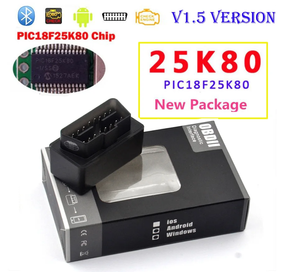 Супер Мини ELM327 Bluetooth V1.5 25K80 чип OBD2 диагностический инструмент Bluetooth ELM 327 V2.1 для Android/Symbian автоматический сканер