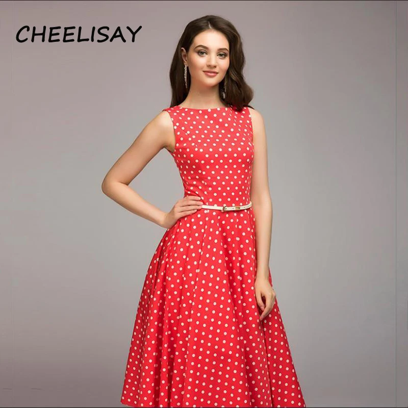 Винтажное платье 2018 летнее Новое без рукавов с круглым вырезом vestidos женское