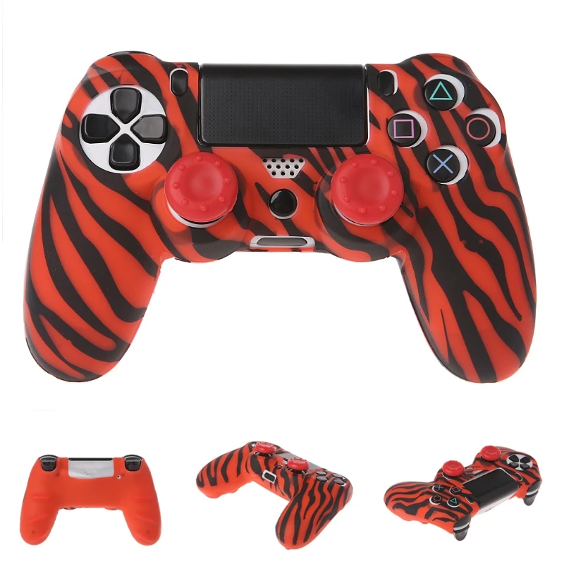 OOTDTY Zebra Stripe силиконовый чехол с 2 колпачками для джойстика Playstation 4 PS4 Pro PS4|Чехлы| |