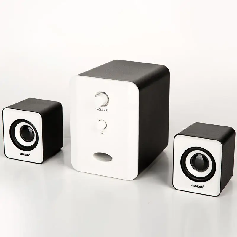 Black and white EastVita D-201 USB проводной комбинированный динамик мини бас стерео динамик музыкальный плеер сабвуфер для мобильного телефона ноутбука - Цвет: Black and white
