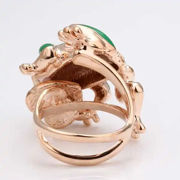 Free shipping 18K GP gold plated ring fashion jewelry nickel free copper rhinestone crystal green frog SMTPR015 | Украшения и