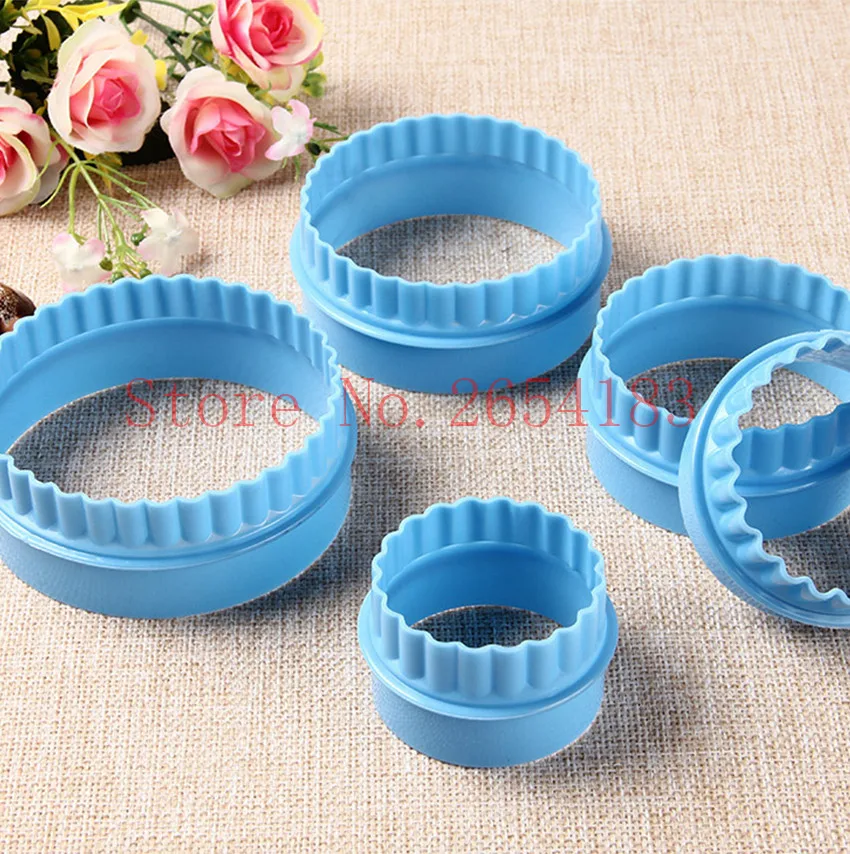 6 шт. круглые Волнистые Пластиковые резаки для помадки|baking tools|plunger cuttercutter fondant |