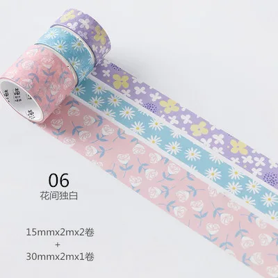 3 pcs/pack Plant Animal Food Seven Points Girl Heart Washi Tape Set Adhesive Tape DIY Scrapbooking Sticker Label Masking Tape - Цвет: 06