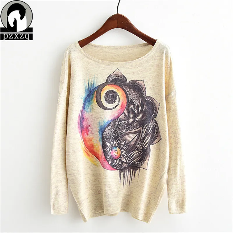 

2019 New Hot Winter Women Sweater Long Sleeve Animal Print O-neck Knitted Pullover Loose Fashion Women Sweater Harajuku Casual