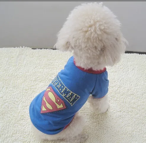 Осенне-зимняя одежда для собак Пальто с капюшоном в стиле Супермена Одежда