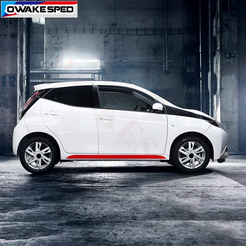 Спортивные наклейки на дверь и боковую юбку для Toyota AYGO 2014 2018 гоночный Стайлинг