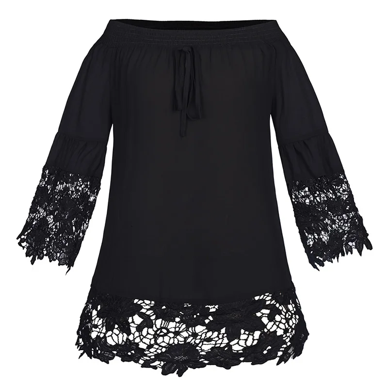 JLI MAY женщин кружева мини dress Slash шеи с плеча свободные черный белый сексуальная