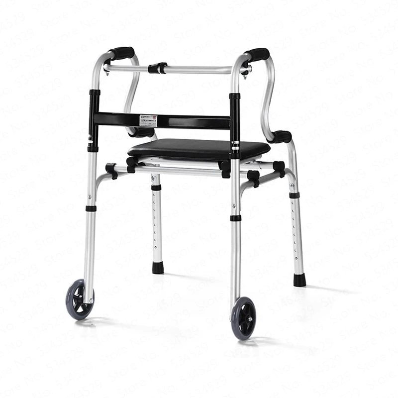 

Elderly Foldable Walker Adjustable Walking Assist Equipped Wheels Equipped with Arm Rest Pad for Limited Mobility with Disabled