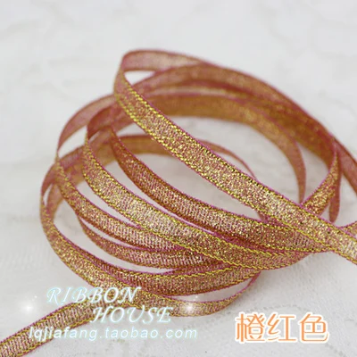 orange red 22 м/лот) 1/4 ''(6 мм) коралловый розовый кристалл яркая атласная лента красочные Рождество подарок на день рождения посылка ленты ремесло diy - Цвет: orange red