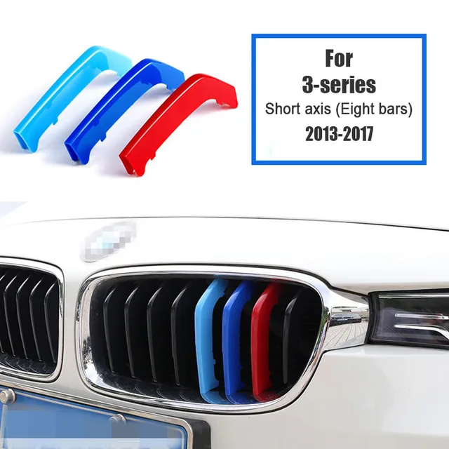 M Color 3D Plastic Kidney Grill Cover Strip Bar Trim For BMW 3 Series F30