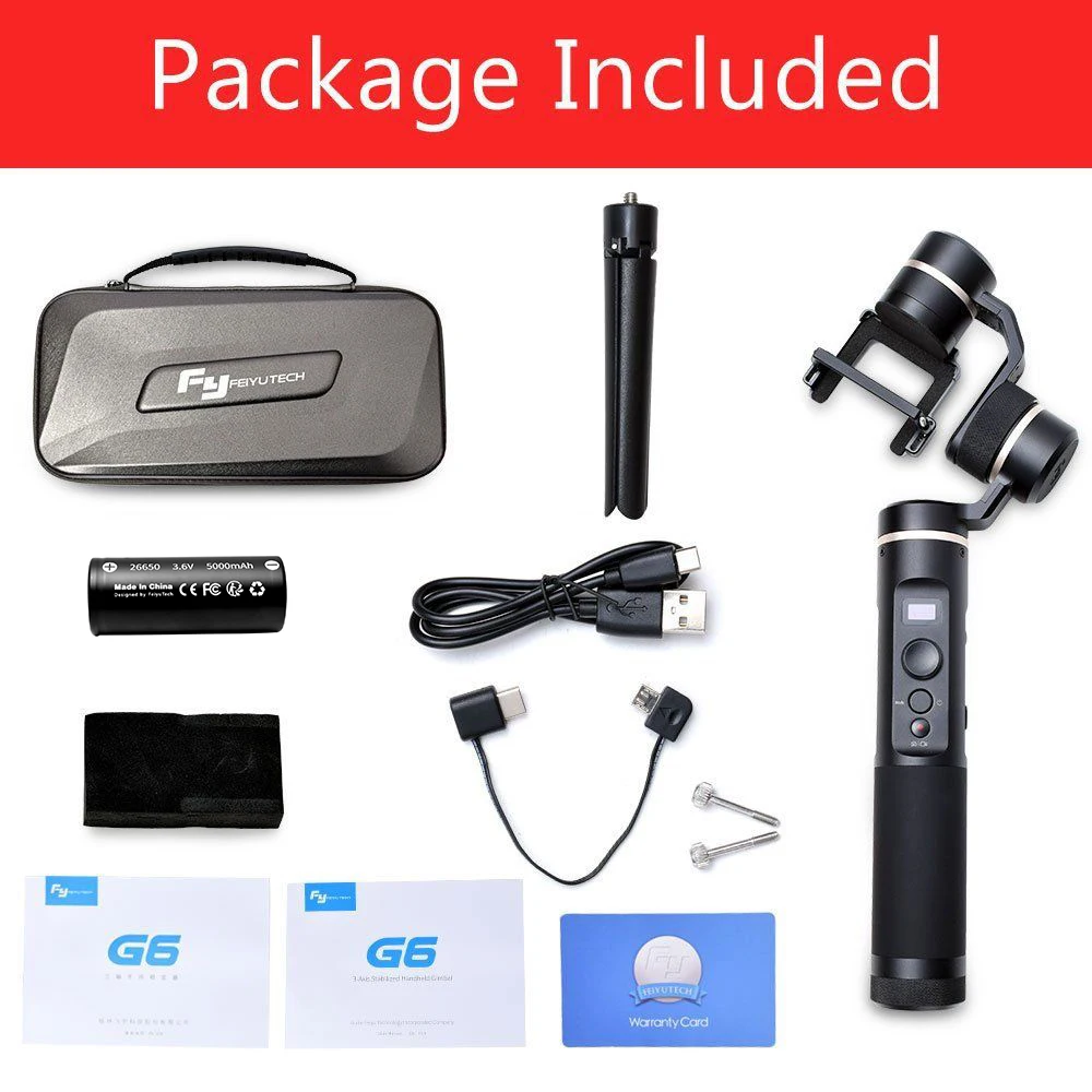 Feiyu G6 Handheld Gimbal Waterproof Wifi + Blue Tooth OLED Screen for Action Camera Hero 6 5 4 RX0 PK Zhiyun Smooth | Электроника