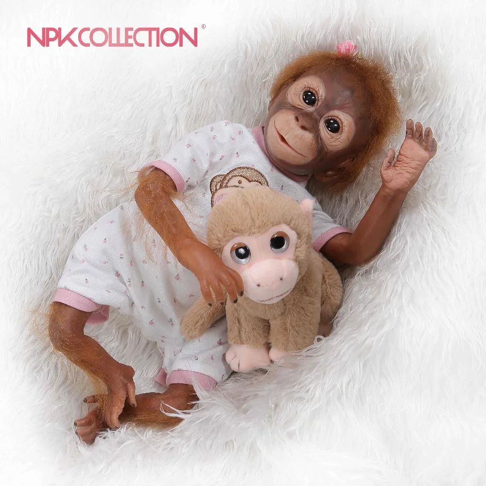 Npkколлекция 52 см ручная работа детальная краска reborn baby Monkey новорожденная Кукла коллекционная Художественная кукла высокого качества