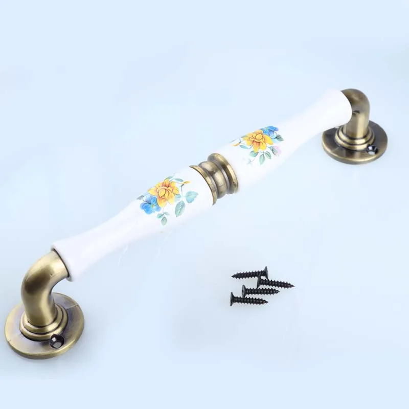 Европейские ретро-дверные ручки 265 мм, встроенные деревянные дверные ручки, античная медь/античная латунь, большая дверная ручка