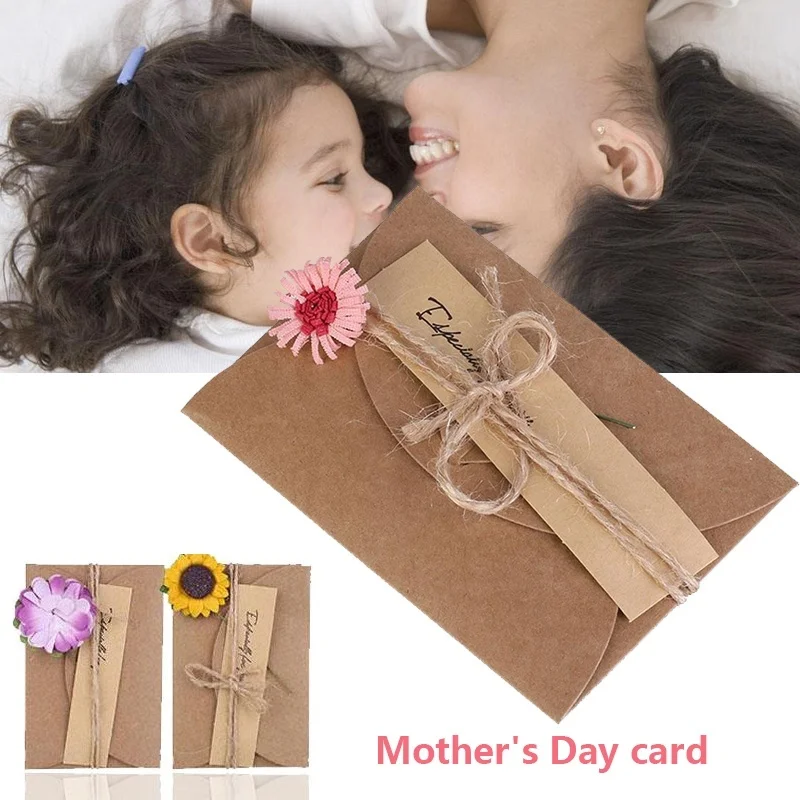 2 шт. креативная бумажная Цветочная открытка для сообщений ручной работы сделай