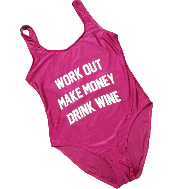 Женский купальник с буквенным принтом Цельный высокой талией пляжная одежда