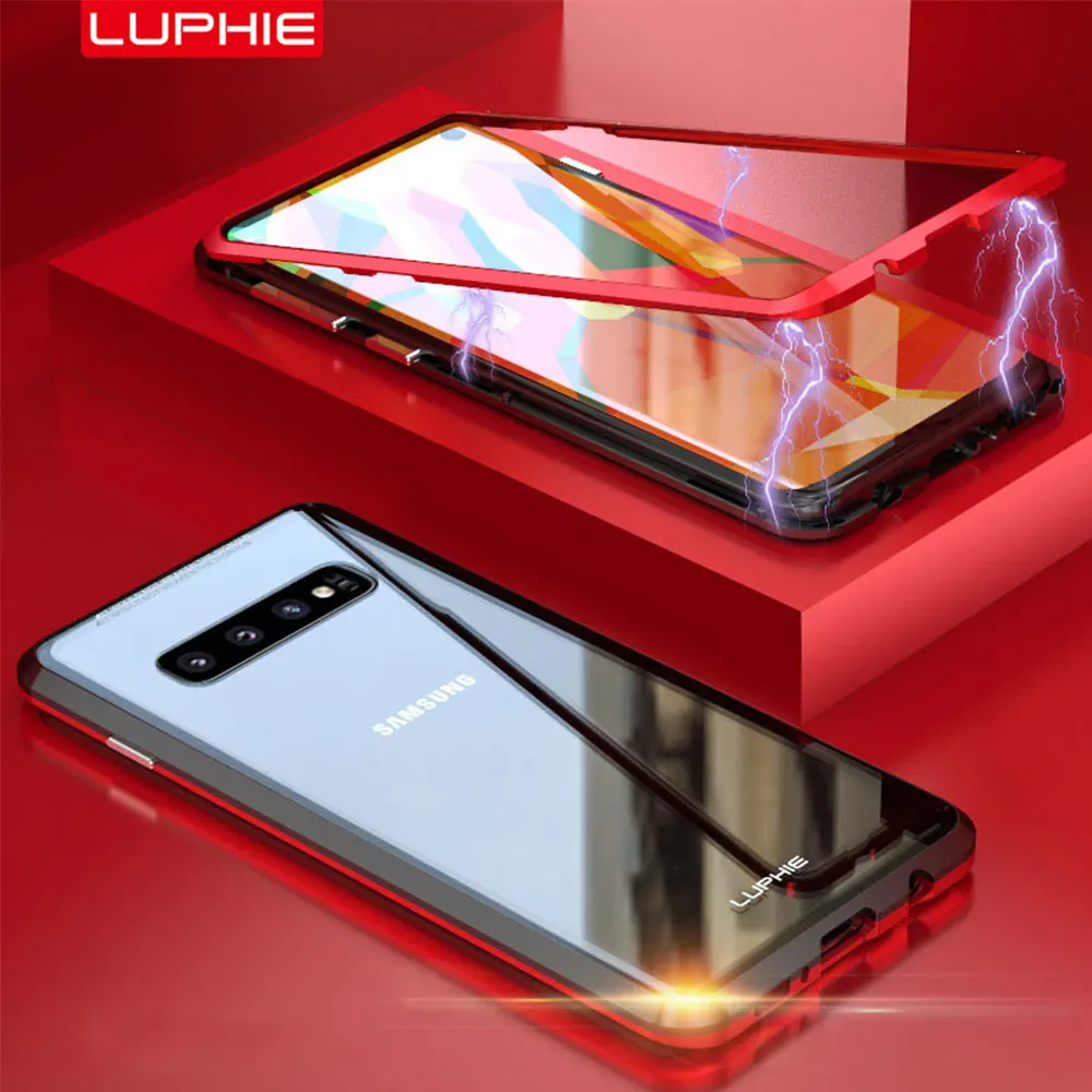 Магнитный чехол LUPHIE для samsung Galaxy S10 Plus Note 9 S9 S8 S10e 5G прозрачная стеклянная задняя