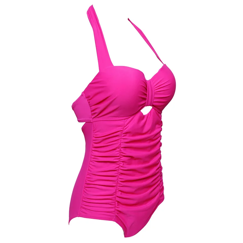 Trangel 2018 Sexy Solid Bikini Women's Push Up One Piece Swimwear Ruched Swimsuit Plus Size Bathing Suits Beach Wear | Спорт и