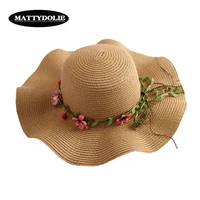 mattydolie 2019 new flower straw hat wave wide brimmed hat summer seaside travel rattan wreath beach sun hat ladies