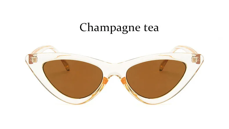 Champagne tea Кошачий глаз, модные солнцезащитные очки для женщин, модные винтажные маленькие очки, женские зеркальные солнцезащитные очки, женские брендовые дизайнерские ретро очки - Цвет линз: Champagne tea