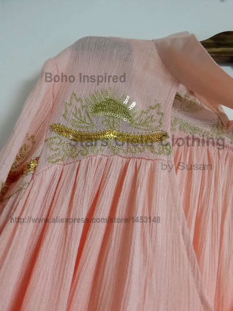 BOHO вдохновляющая блузка женская хлопковая расшитая блестками Цветочная вышивка
