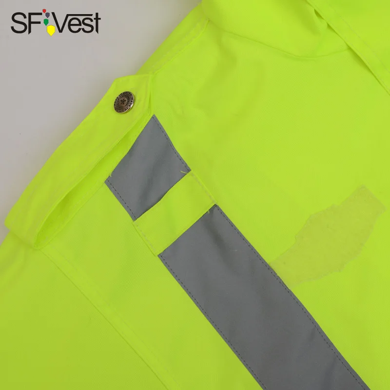 SFVest высокая видимость флуоресцентный желтый светоотражающий дождевик костюм светящийся защитный плащ