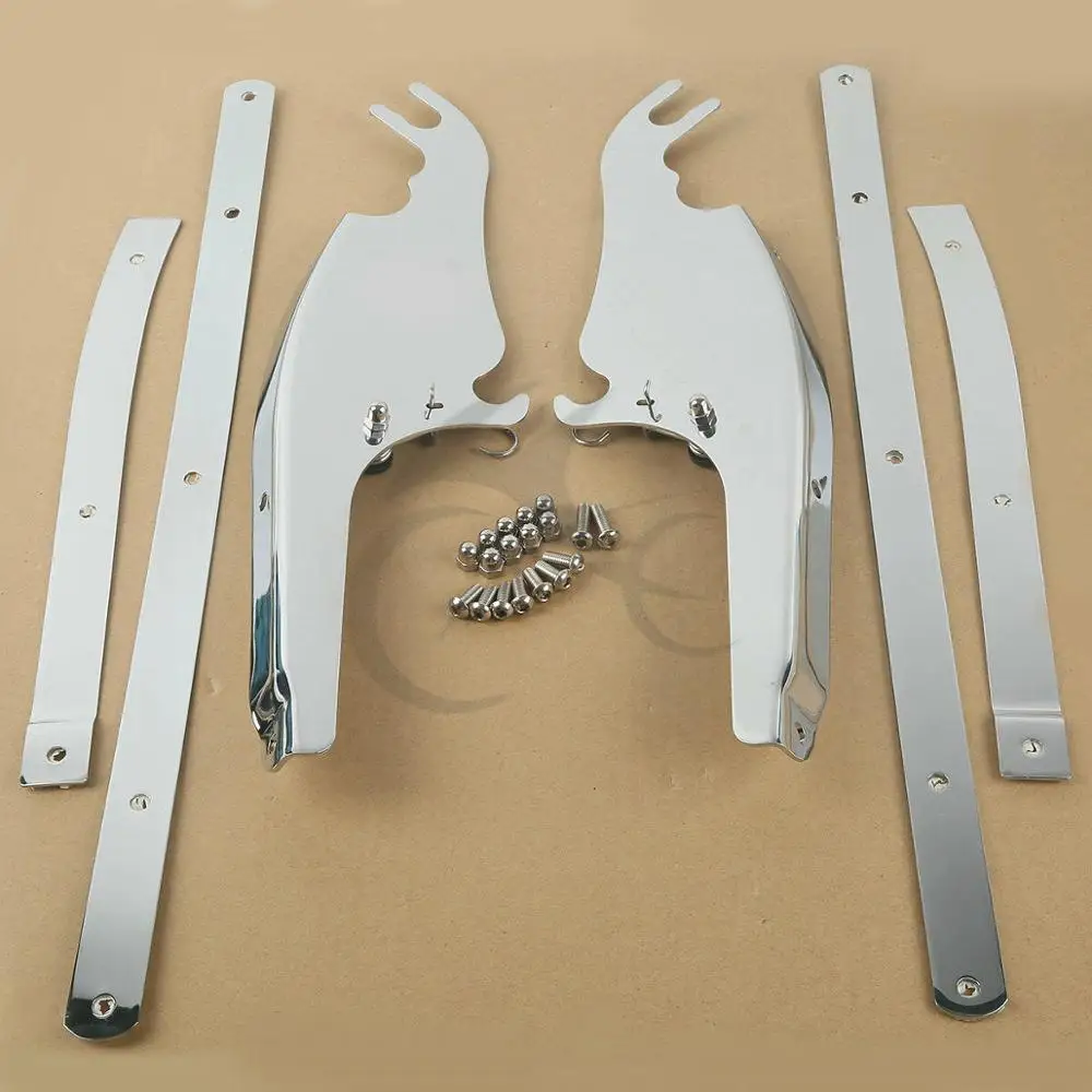 chrome Лобовое стекло мотоцикла Монтажный кронштейн комплект для Harley FL Softail тонкий Fat Boy Deluxe FLS FLST FLSTC FLSTF - Цвет: chrome