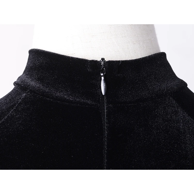 Женское платье для латиноамериканских танцев черное бархатное с рукавами