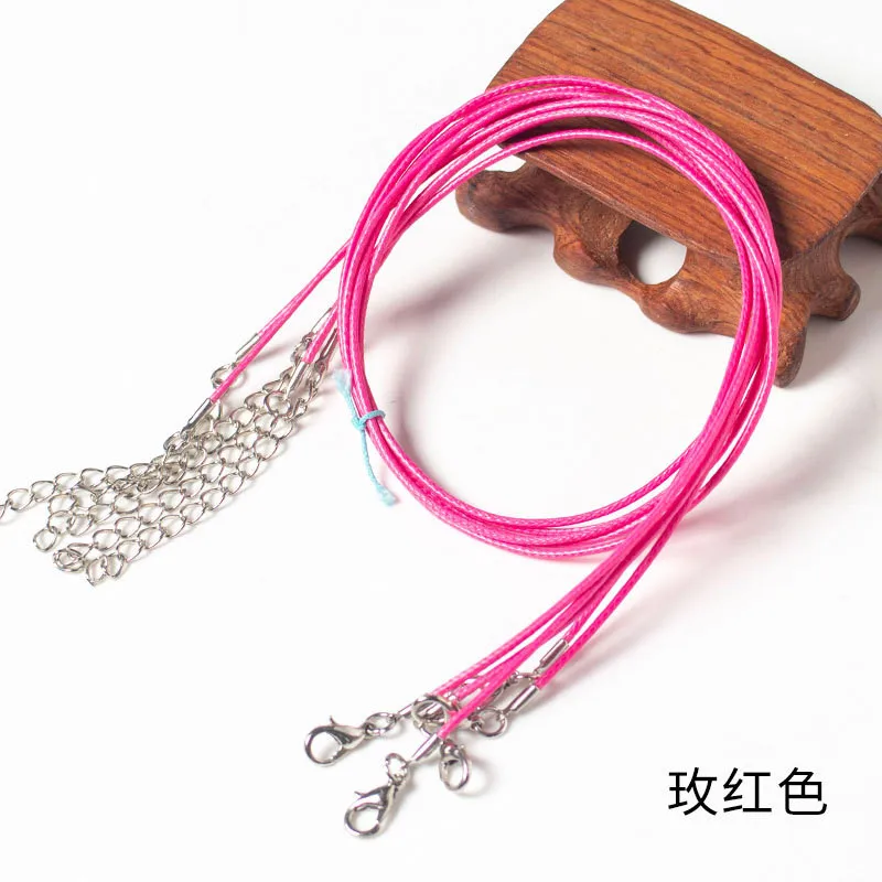Rose Red 20 шт. 45 см+ 5 см Удлиненная цепочка, восковая веревка, ожерелье, цепь, плетеные веревочные ожерелья и подвески, фурнитура, застежка-карабин, шнур - Цвет: Rose Red