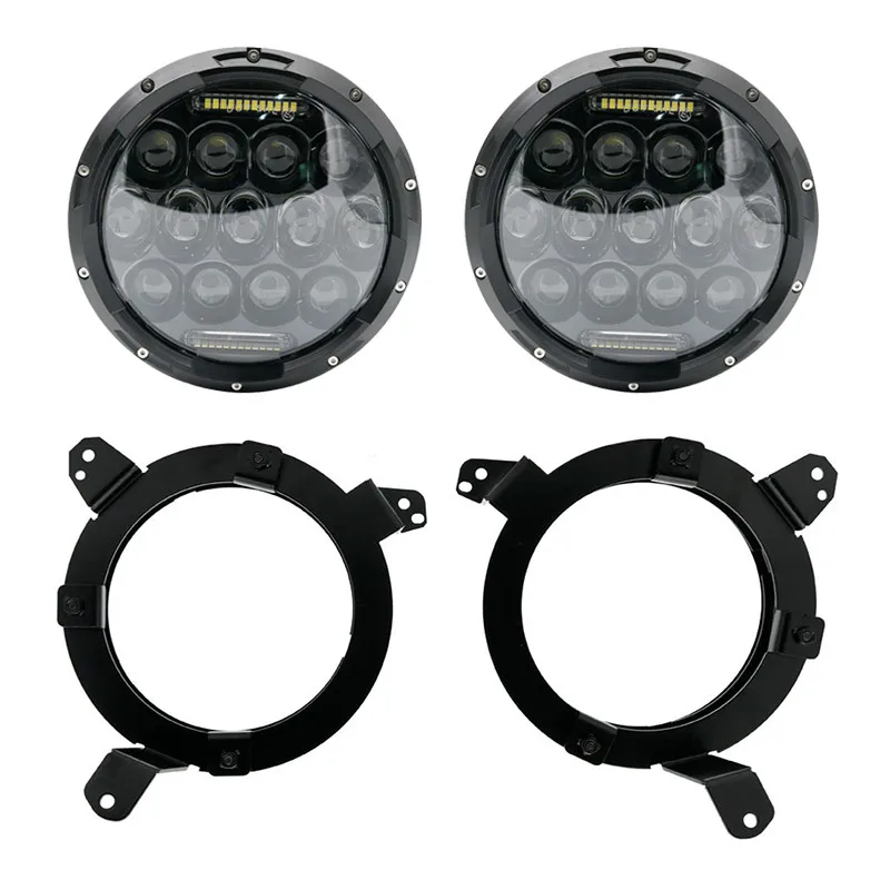 75W headlight balck Светодиодный свет " дюймов 60 Вт светодиодный Замена Halo Белый DRL светодиодные фары с плотные отражатель для джип JL JT JL JLU налобный фонарь - Цвет: 75W headlight balck