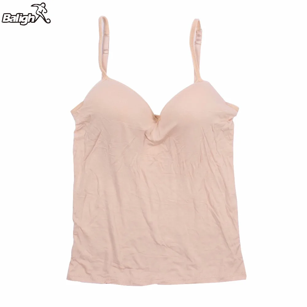 

Women Lady Modal Adjustable Strap Built In Bras Padded Self Mold Bra Top