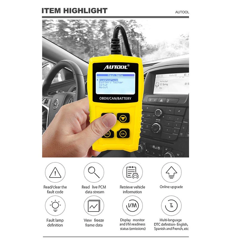 OBD2 12 V код читателя Батарея тестер сканирования для OBDII EOBD может сканер автомобиля