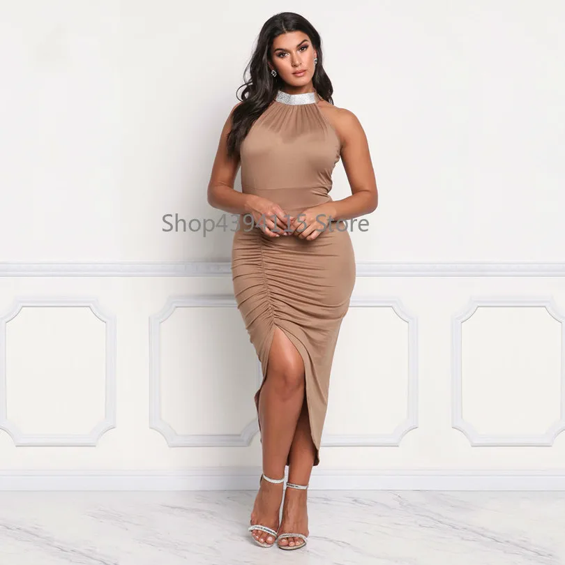 Prered платье макси размера плюс летнее женское без рукавов с блестками лямкой