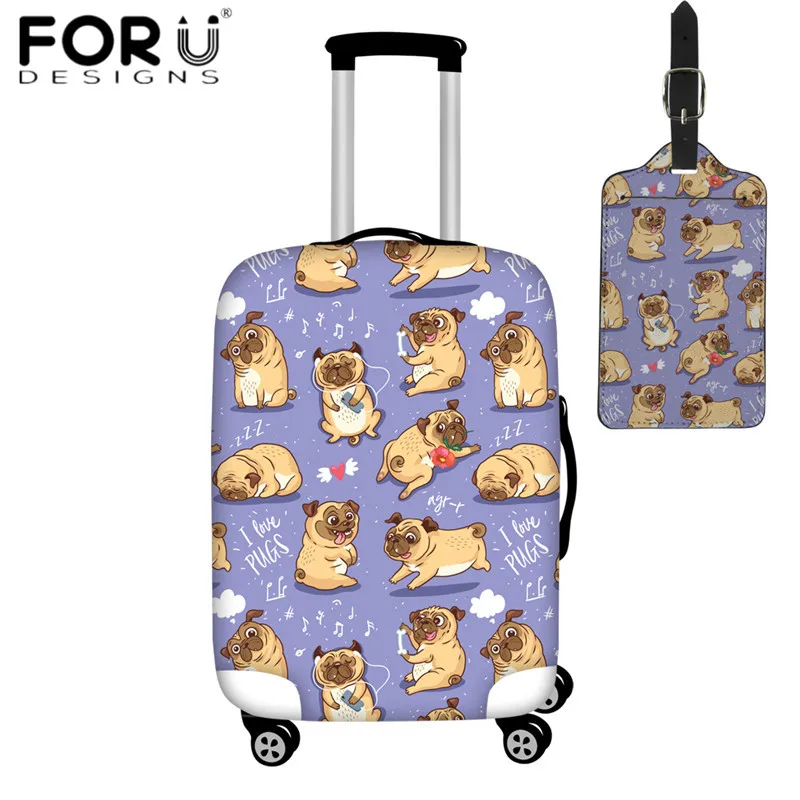 FORUDESIGNS/ дорожный Чехол для багажа, милый забавный мопс, Pupies, защита для багажа, чемодан, Защитные Чехлы, водонепроницаемый чехол - Цвет: HMG868-2pcs