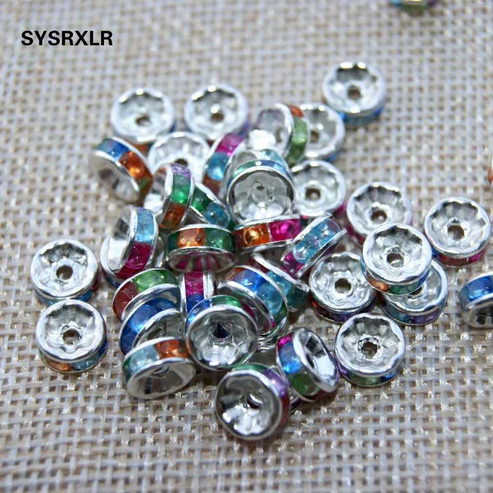 Оптовая продажа 100 шт 8 мм медные колеса разделители бисер смешанный цвет AB