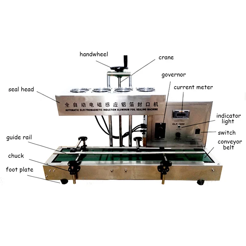 GLF-1800 Automatic stainless steel glass jar plastic bottle cap induction sealing machine aluminum foil | Инструменты