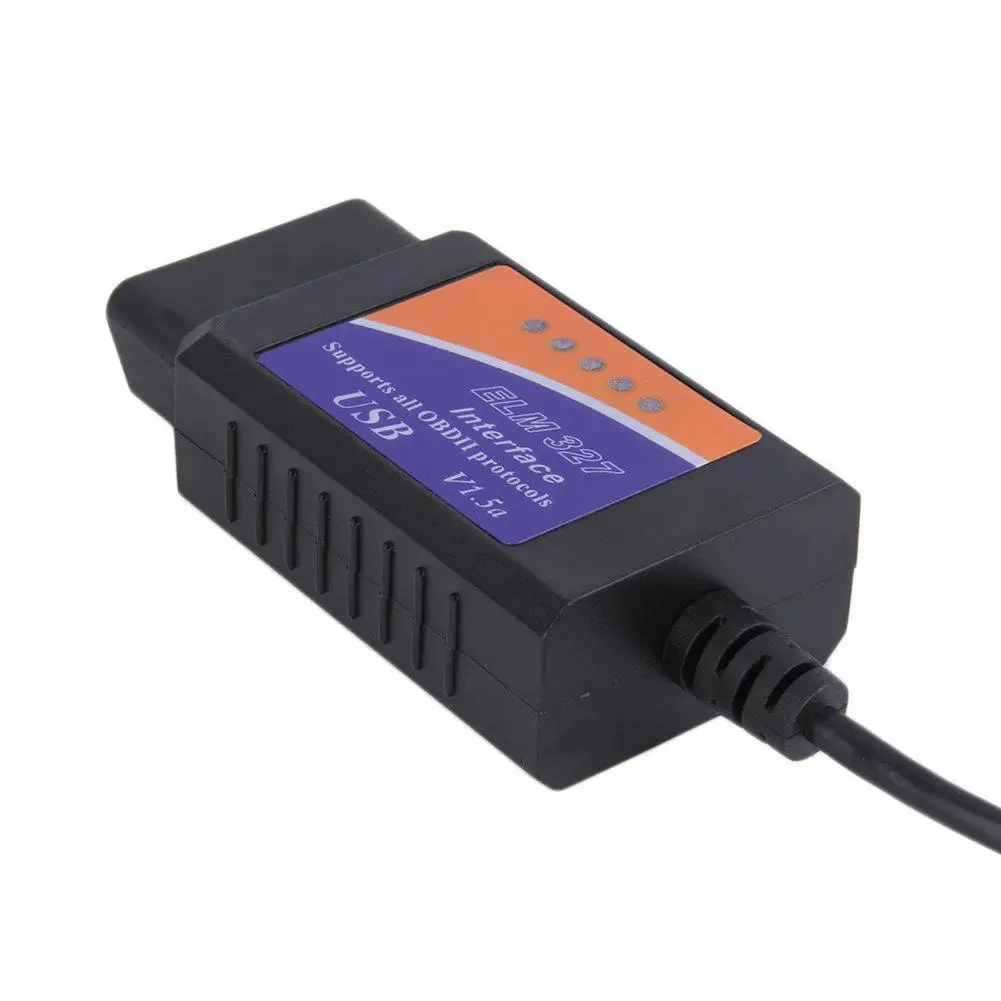 Автомобильный диагностический инструмент ELM327 USB пластик OBD2 версия V1.5 ELM 327
