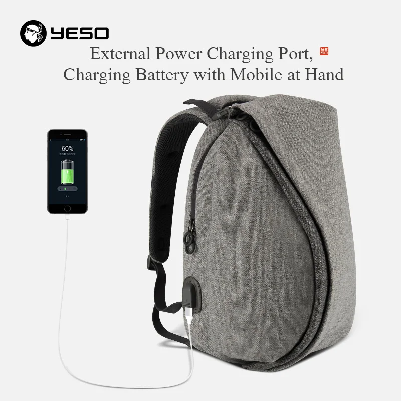 YESO новый модный рюкзак для ноутбука мужчин с usb зарядкой 15 6 дюймов