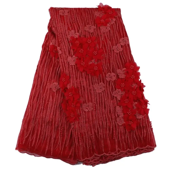 2017 Аппликация в нигерийском стиле французского фатина Кружево Ткань дриблинг