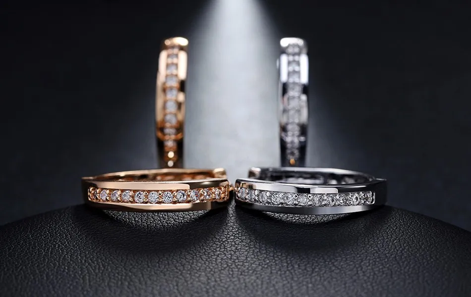 ORSA JEWELS новые модные серьги шампанского золотого и серебряного цвета, цирконий простой элемент, женские серьги круглые для женщин OME34