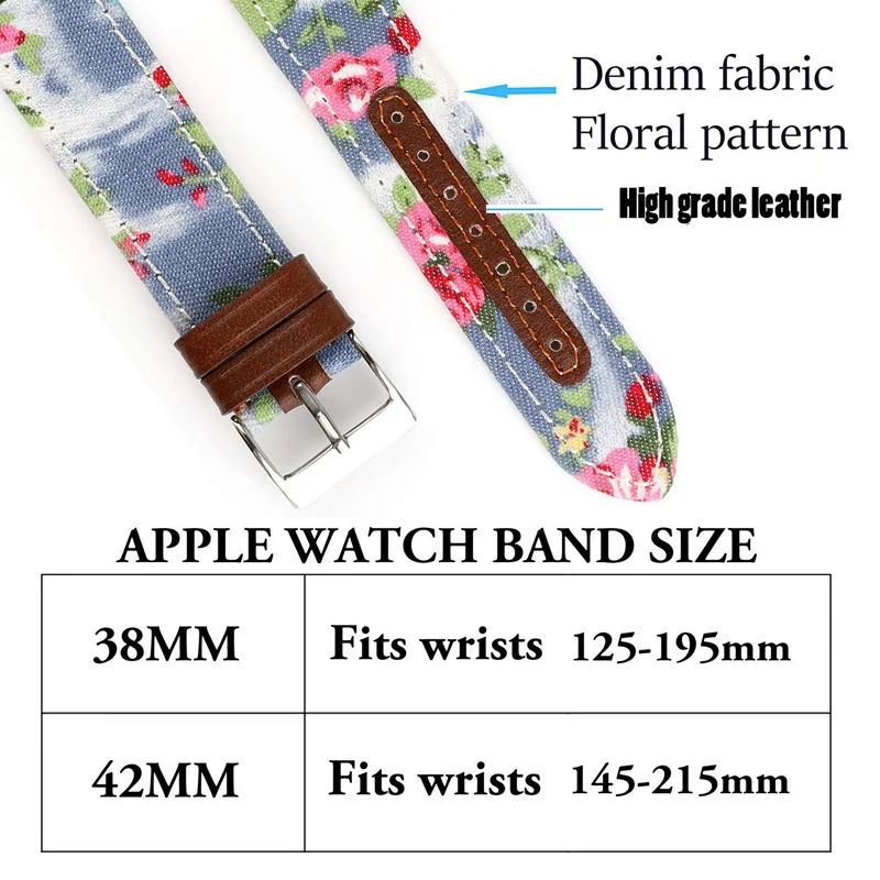 Высококачественный кожаный ремешок на петлях для Apple Watch band 4 44/40 мм джинсовый