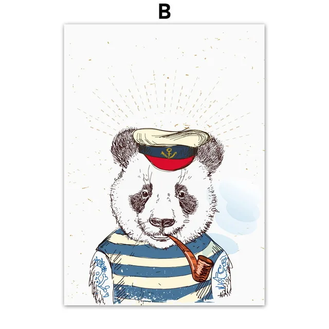 Nordic Modern Pirate Bear Picture Poster Printing Canvas Painting Restaurant Home Baby Room Wall Art Decoration | Дом и сад