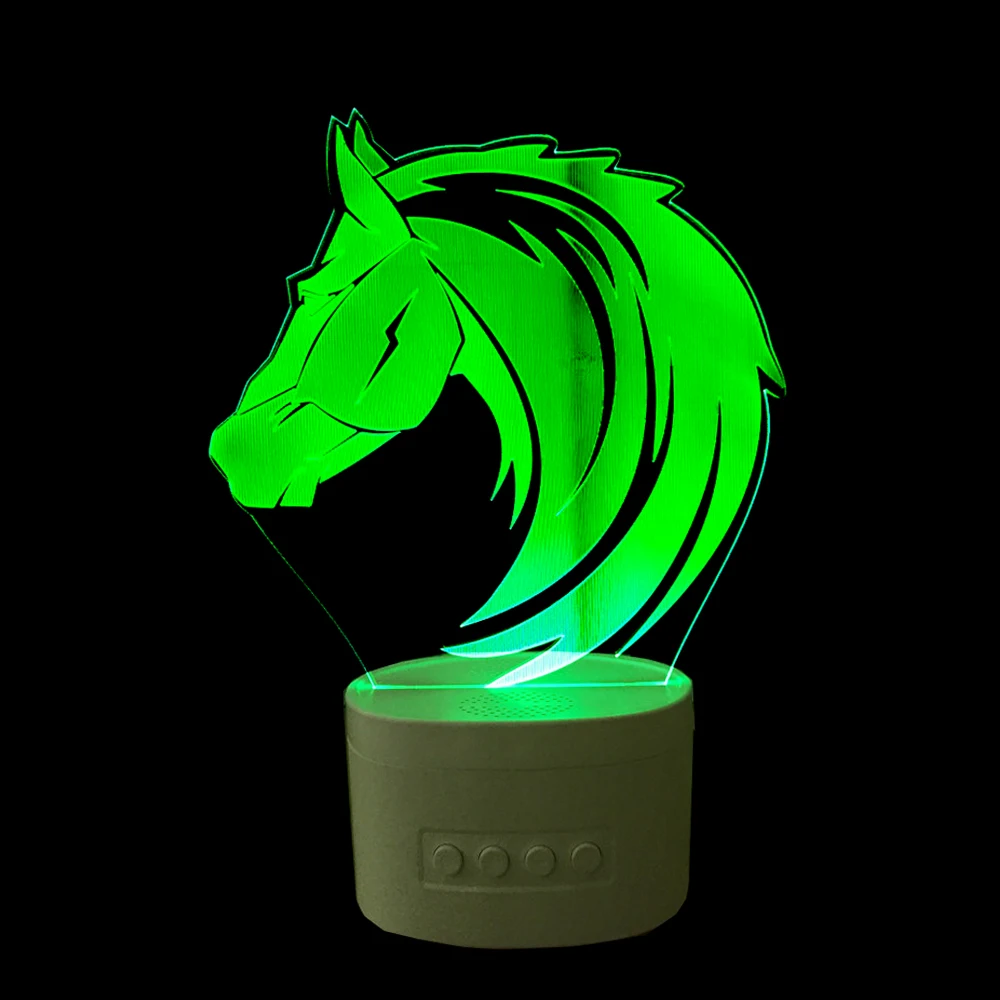 USB Lampara праздничный подарок голова лошади светодиодный свет Bluetooth динамик 3D