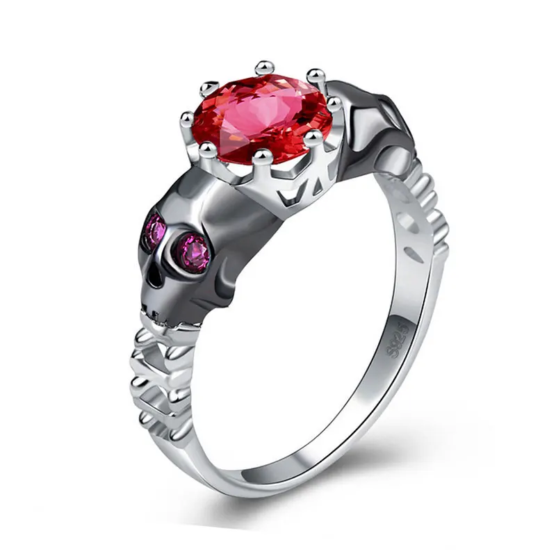 Женское кольцо скелет с черным кристаллом|skeleton ring|fashion rings for womenrings women |